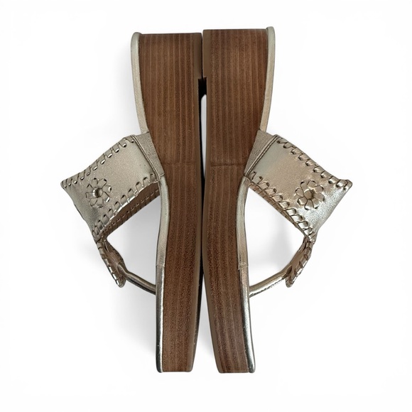 Jack Rogers Jacks Silver Metallic Comfy Mid Wedge Thong Platform Sandals Size 9M - Picture 4 of 14